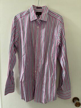 Shirt. NEW Sz 16.5 (42 cm) SIMON CARTER slim fit. 100% cotton stripe